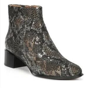 Vionic Metallic Snakeskin Suede Kamryn Ankle Boots  Gray Women's Size 7